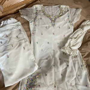 White floral Indian salwar outfit